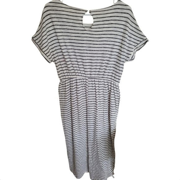 Listicle Black White High Low Striped Pocket Short Sleeve Dress Size Large - Picture 2 of 12